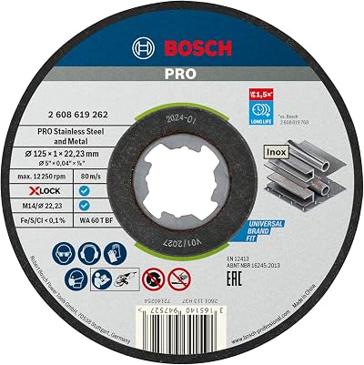 Bosch 125 mm X LOCK Straight Cutting Disc Inox 1 mm 22.23 mm Bore