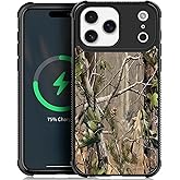 ZHEGAILIAN Case Compatible with iPhone 17 Pro Max,[Compatible with MagSafe],Tempered Glass Back+Soft Silicone TPU Shock Protective-Forest Camouflage Tree
