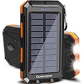 Solar Charger, 20000mAh Portable Outdoor Waterproof Solar Power Bank, Camping External Backup Battery Pack Dual 5V USB Ports 