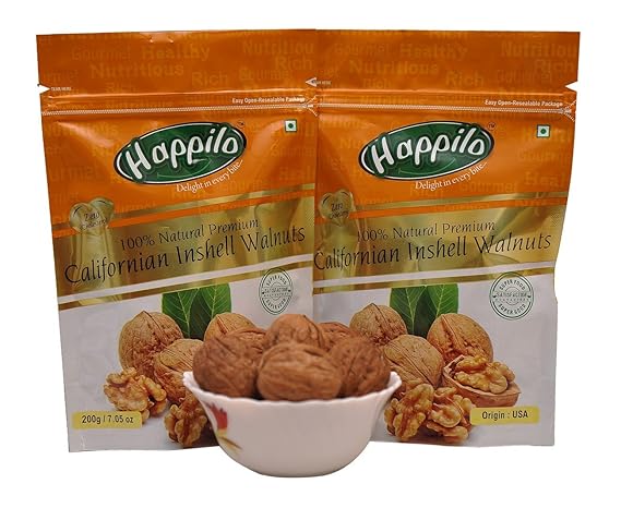 Happilo100% Natural Premium Californian in Shell Walnuts, 200g (Pack of 2)