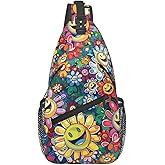 Crossbody Bag Funny Cute Smiling Sunflowers Sling Bag Backpack Chest Bags Shoulder Bag for Women Men