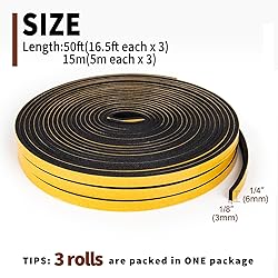 Yotache Foam Seal Tape 3 Rolls 1/4" W X