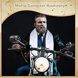 Geyoga White Tassel Scarf Men Women 1920s Gangster Cosplay Long Shawl Fancy view 3