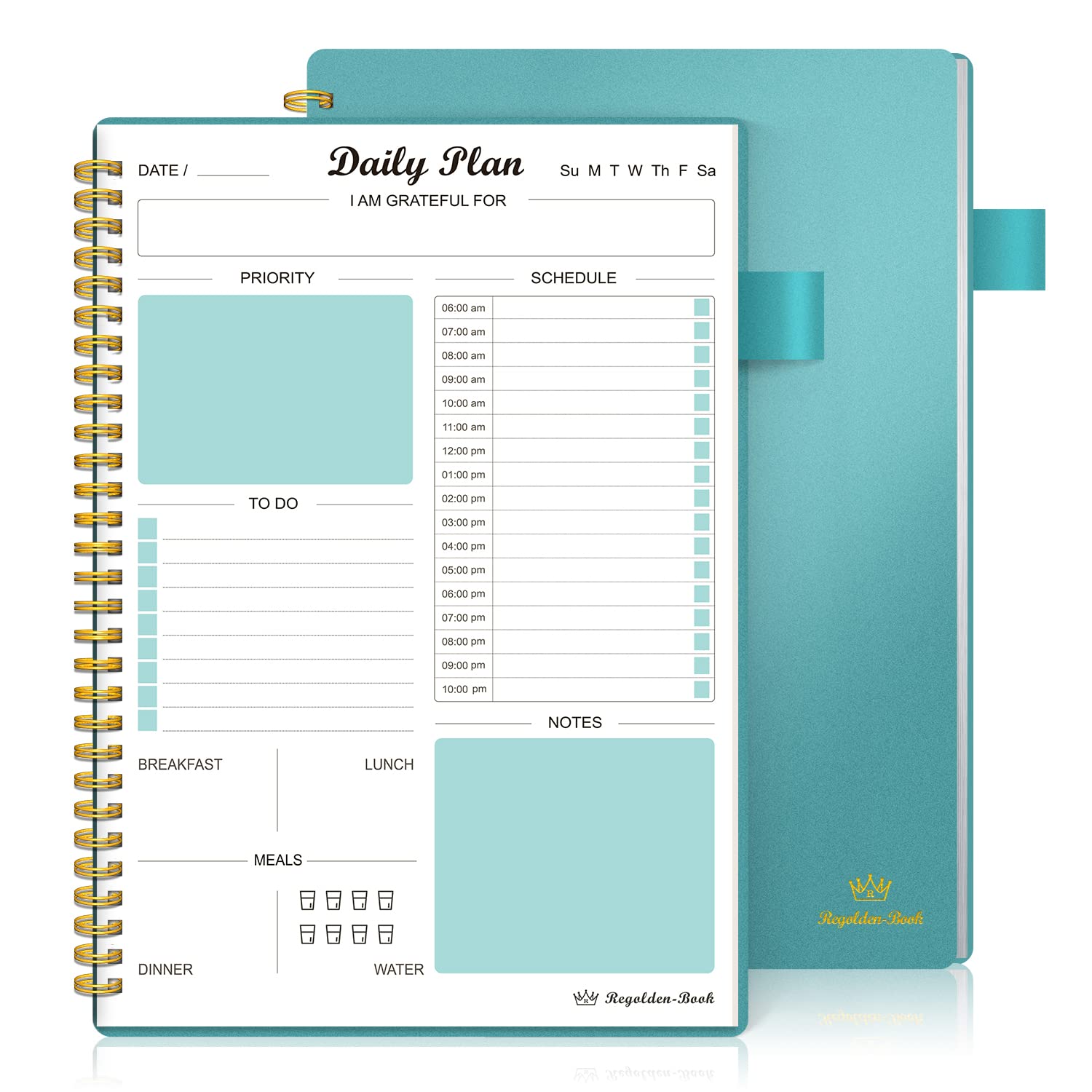 Undated Daily Planner Schedule To Do List Notebook Regolden-Book Daily Life Organizers Journal(7x10") (Teal)