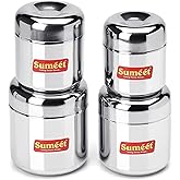 Sumeet Stainless Steel Vertical Utility Canisters/Ubha Dabba/Storage Containers Set of 4Pc (125ml,160ml,200ml,280ml)