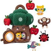 Baby Toys 6-12 Months, Baby Sensory Toys, Montessori Toys Soft Treehouse with Rattle, Crinkle, Squeaker, Mirror Animals Fine Motor Skills Plush Travel Toys Gifts for 1 Year Old Babies Toddlers