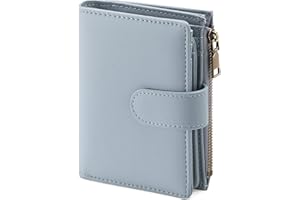GAEKEAO Small Wallets for Women Leather RFID Blocking Bifold Zipper Pocket Wallet Card Case Purse with ID Window