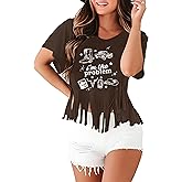 Nashville Tshirt for Women Country Concert Shirt Cowgirl West Music Rock Band Tee Vintage Graphic Fringe Tassel Top