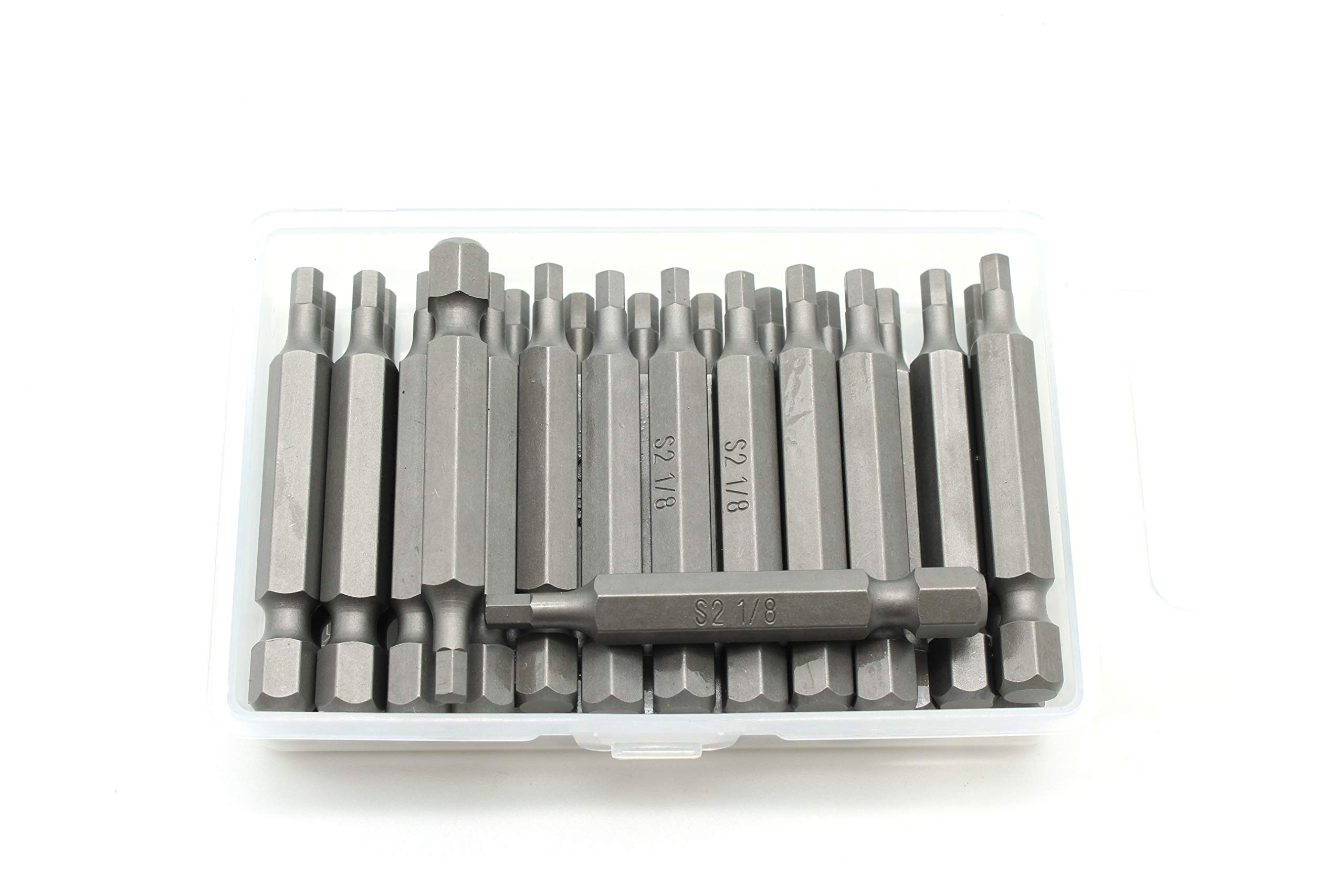 TEMO 25pc 1/8" Hex 2 Inch (50mm) Screwdriver Insert Bits