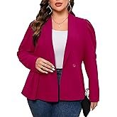 ShopWonder Womens Plus Size Blazers Business Casual Knit Blazer for Work Long Sleeve Shawl Lapel Blazer Suit Jackets