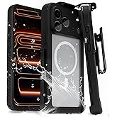 MOTIVE for iPhone 17 Pro Max Case with Belt Clip, Waterproof Full Body 360° Protection, Built-in Screen Protector, Wireless Charging Compatible with iPhone 17 Pro Max Holster case, 6.9” | Black
