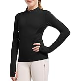 FitsT4 Sports Girls Long Sleeves Shirts Thumbhole English Horse Riding Shirt UPF50 Quick Dry Kids Equestrain Half Zip Jacket