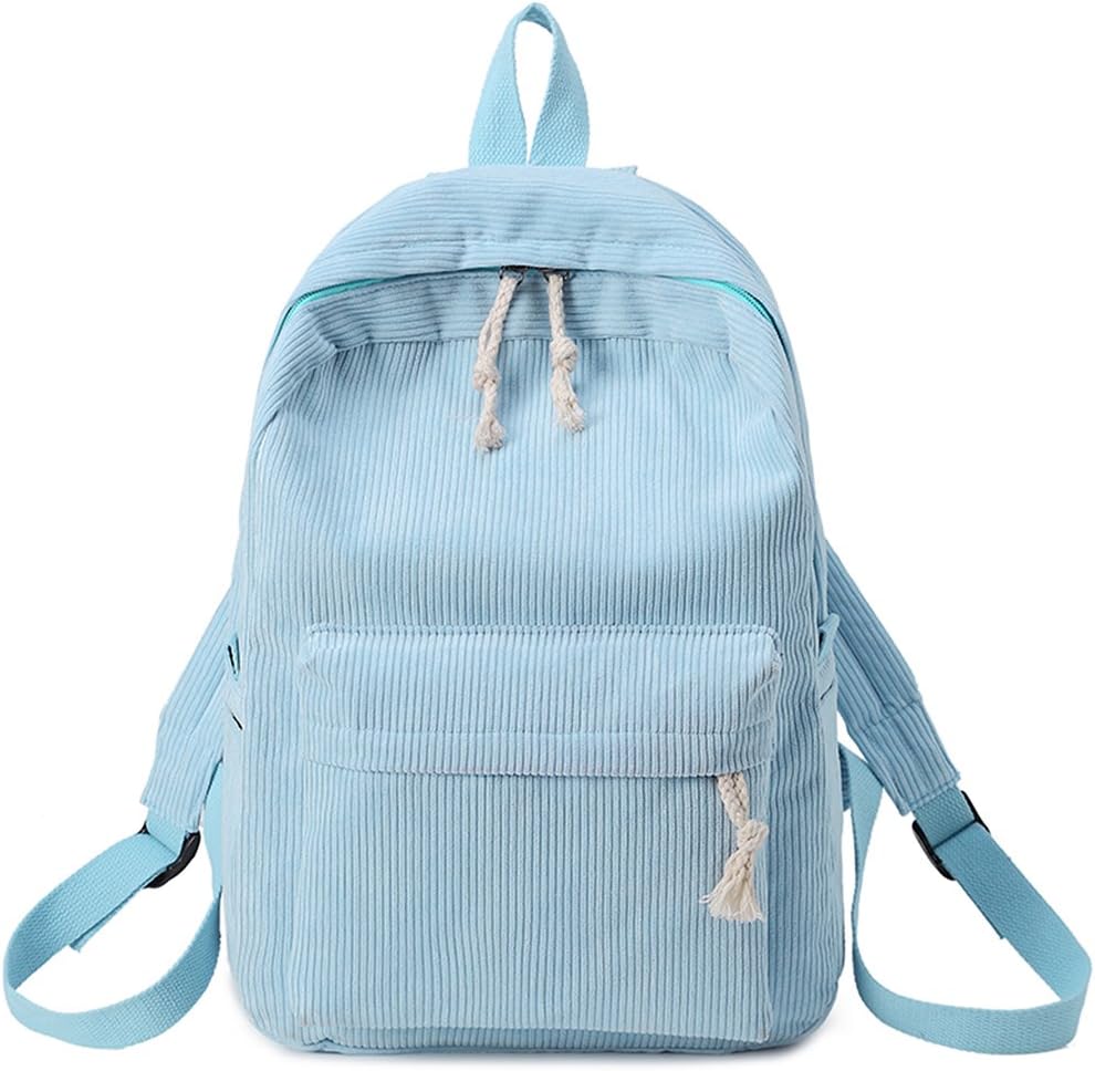 Dabixx Fashion Women Girls Students Corduroy Backpack Rucksack School Bags Blue