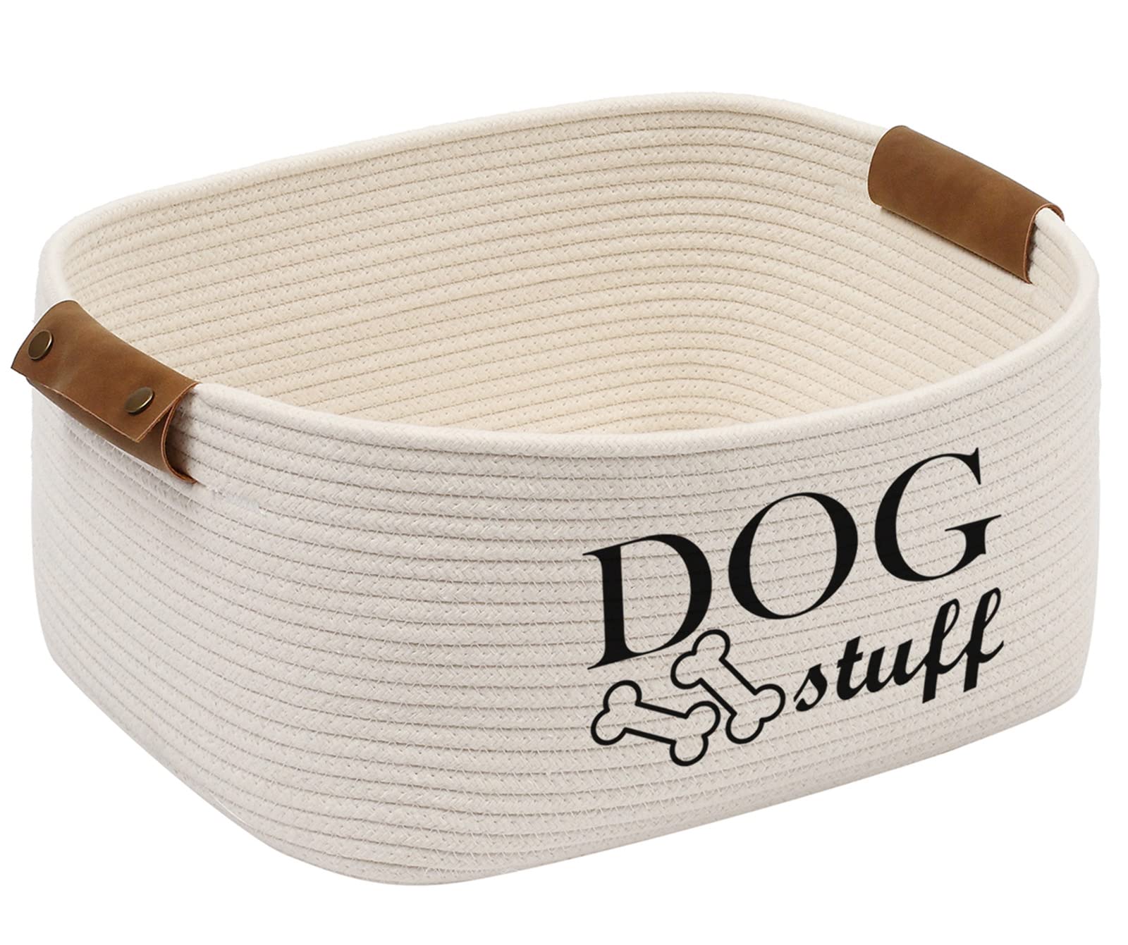 Durable Cotton rope dog toy storage, large dog bin, pet bed, puppy toy box - Perfect for organizing pet toys, blankets, leashes, clothing and any doggie stuff - Beige