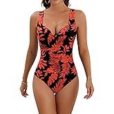 Eomenie Women's One Piece Swimsuit Tummy Control Slimming Push Up Bra Bathing Suits Wrap Twist 1 Piece Swimwear