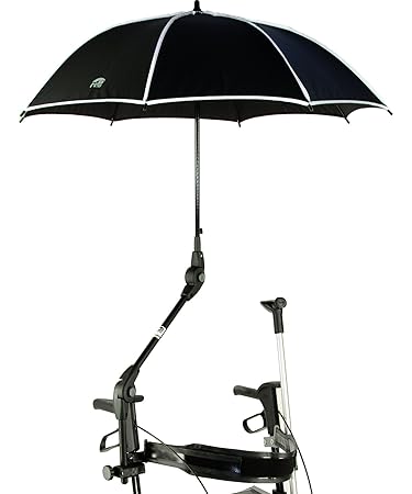 MPB Rollatorschirm für Rollatoren von Topro, passend für Troja, Ecco, Olympos, 2G, schwarzes Gestänge, Schirm Mikrofaser schw
