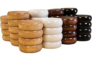 Neutral 4 Player Crokinole Disc Party Pack (52 Discs) (Add a Velvet Pouch, Large Discs - 1 1/4 Inch Diameter (3.2cm))