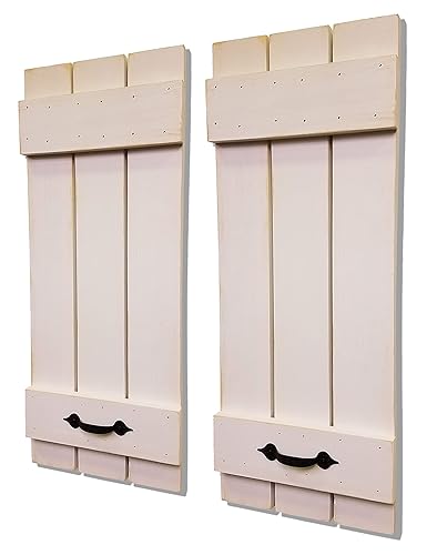 Amazon Com Board Batten Shutters Farmhouse Shutters Wall Decor Interior Window Shutters Pair Of Shutters 20 Colors And 4 Sizes Shown In Antique White Handmade board batten shutters farmhouse