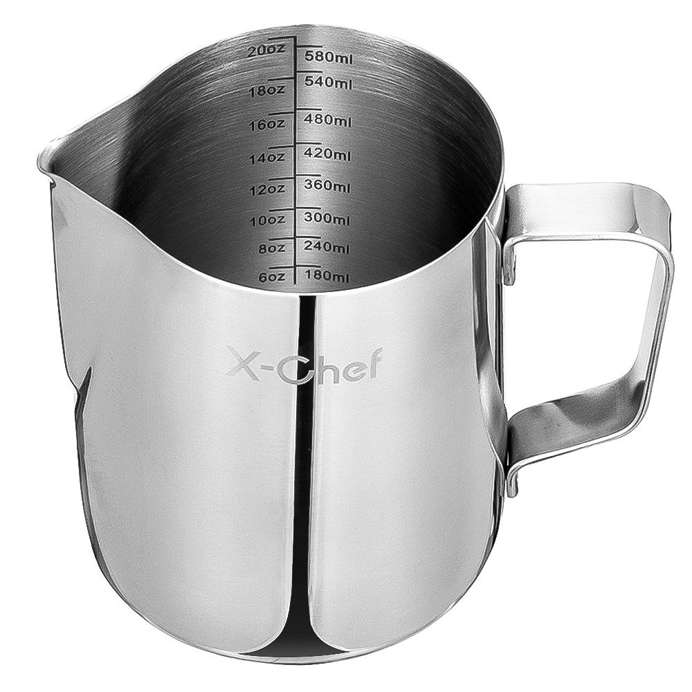 Milk Pitcher XChef Stainless Steel Creamer Frothing Pitcher 20 oz (600