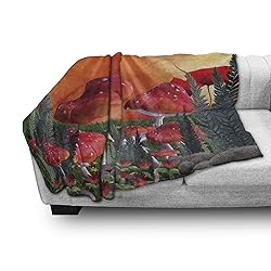 Ambesonne Mushroom Throw Blanket, Mushrooms Magic