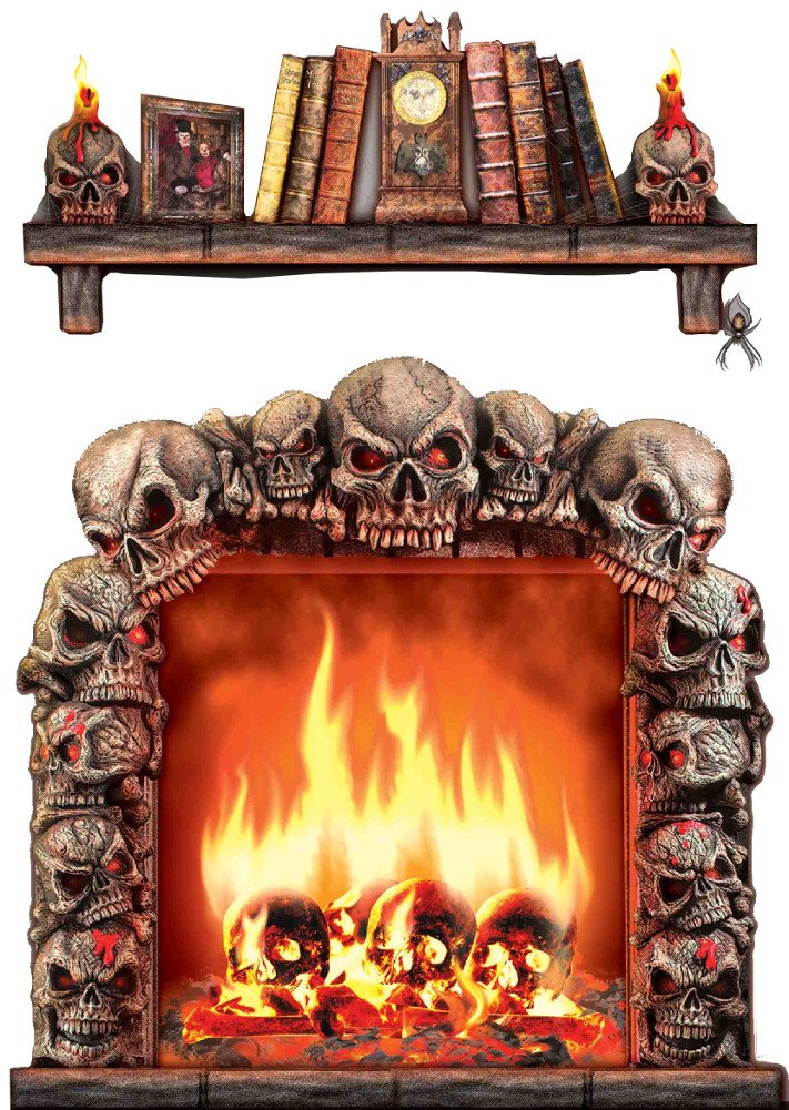 Forum Novelties X68913 Party Supplies Haunted House Giant Wall Decoration, Plastic, Fireplace Halloween
