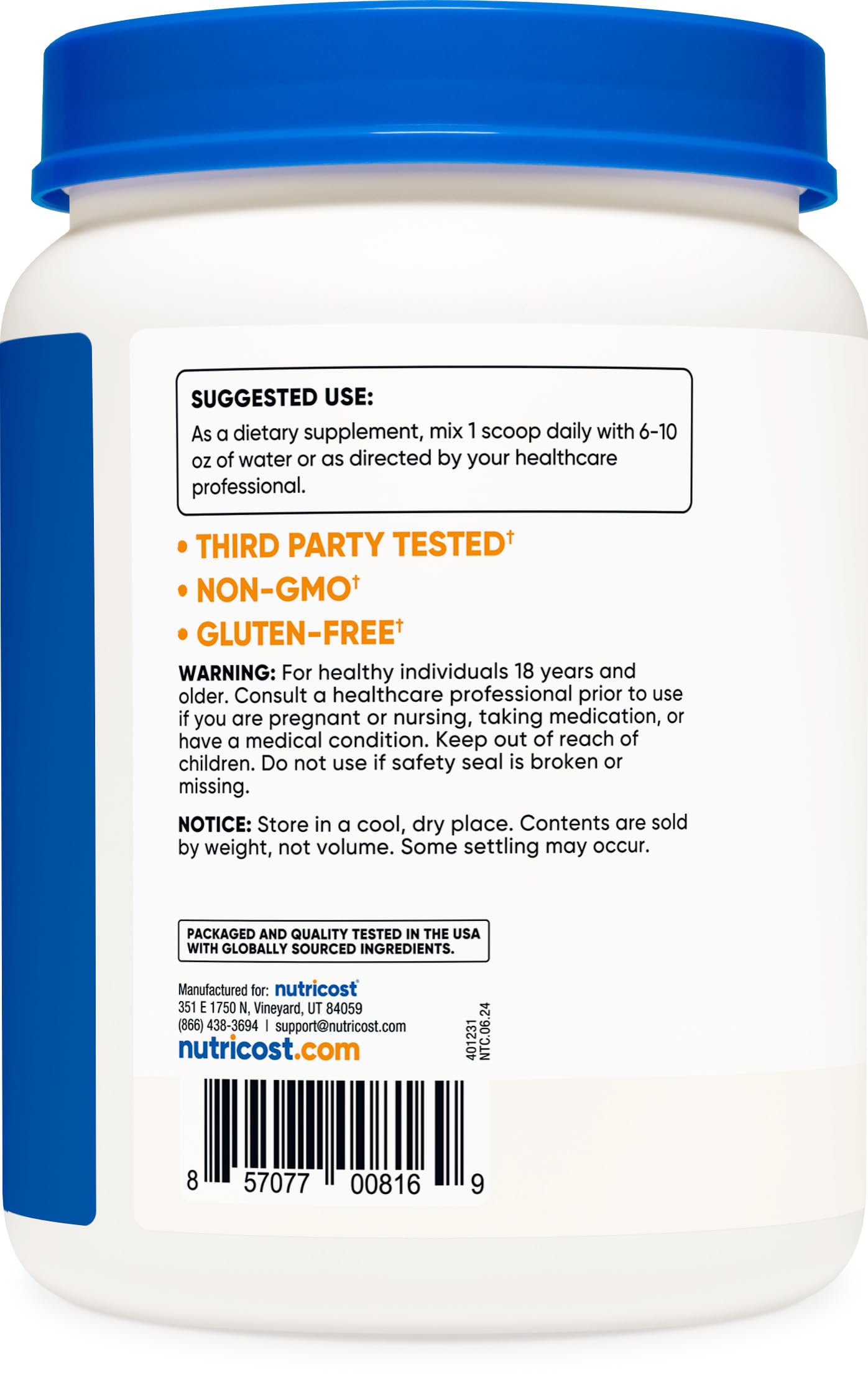 Nutricost D-Aspartic Acid (DAA) Powder 500G - DAA Supplement