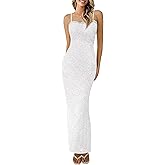 PRETTYGARDEN Summer Dresses for Women 2025 Lace Floral Bodycon Semi Formal Party Wedding Guest Boho Maxi Dress