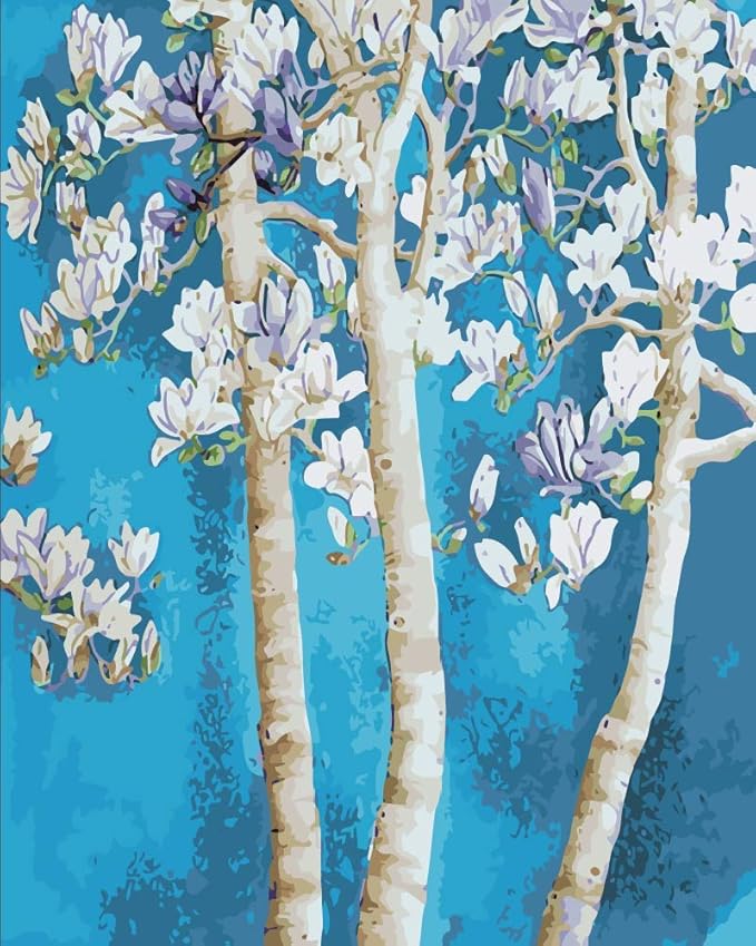 na White Magnolia Painting by Numbers DIY Oil Paint by