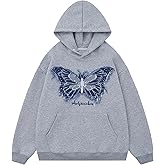 Aelfric Eden Hoodies Denim Butterfly Hoodie Casual Baggy Hooded Pullover Sweatshirts Streetwear Unisex
