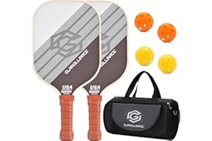 Glarollirace Pickleball Paddles Set of 2 | 4 Pickleball Rackets, USAPA Approved Pickleball Set, Fiberglass | Carbon Fiber Surface & 13 mm PP Honeycomb Core,4 Indoor & Outdoor Pickle Balls