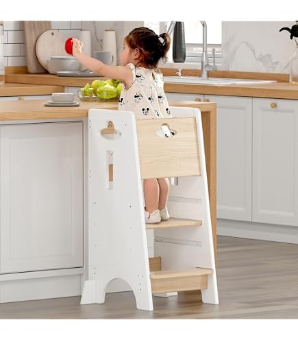 Toddler Kitchen Stool Helper, 4 In 1 Toddler Standing Tower...