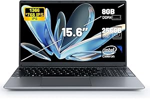 ANMESC Laptop Computer, 15.6 inch Laptop, Intel Celeron Quad-Core Processors, 8GB RAM 256GB ROM, 1366 * 768 IPS, Traditional Laptop Computers Support WiFi, Bluetooth, Type-C, TF Card, Mini-HDMI