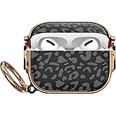 Maxjoy for AirPods Pro 3rd Generation Case with Lock, Cute AirPods Pro 3 Case Lock Protective Hard AirPod Pro 3 Cover for Women Men with Keychain for Airpod Pro 3rd Gen Cover 2025, Grey Leopard