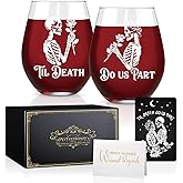 Perfectinsoy Skull Wine Glass 2 Piece with Gift Box, Zombie Design, Valentine's Day Autumn Halloween, Anniversary Wedding Gifts, Couple Gifts for Boyfriend and Girlfriend. (Do Us Set of 2)