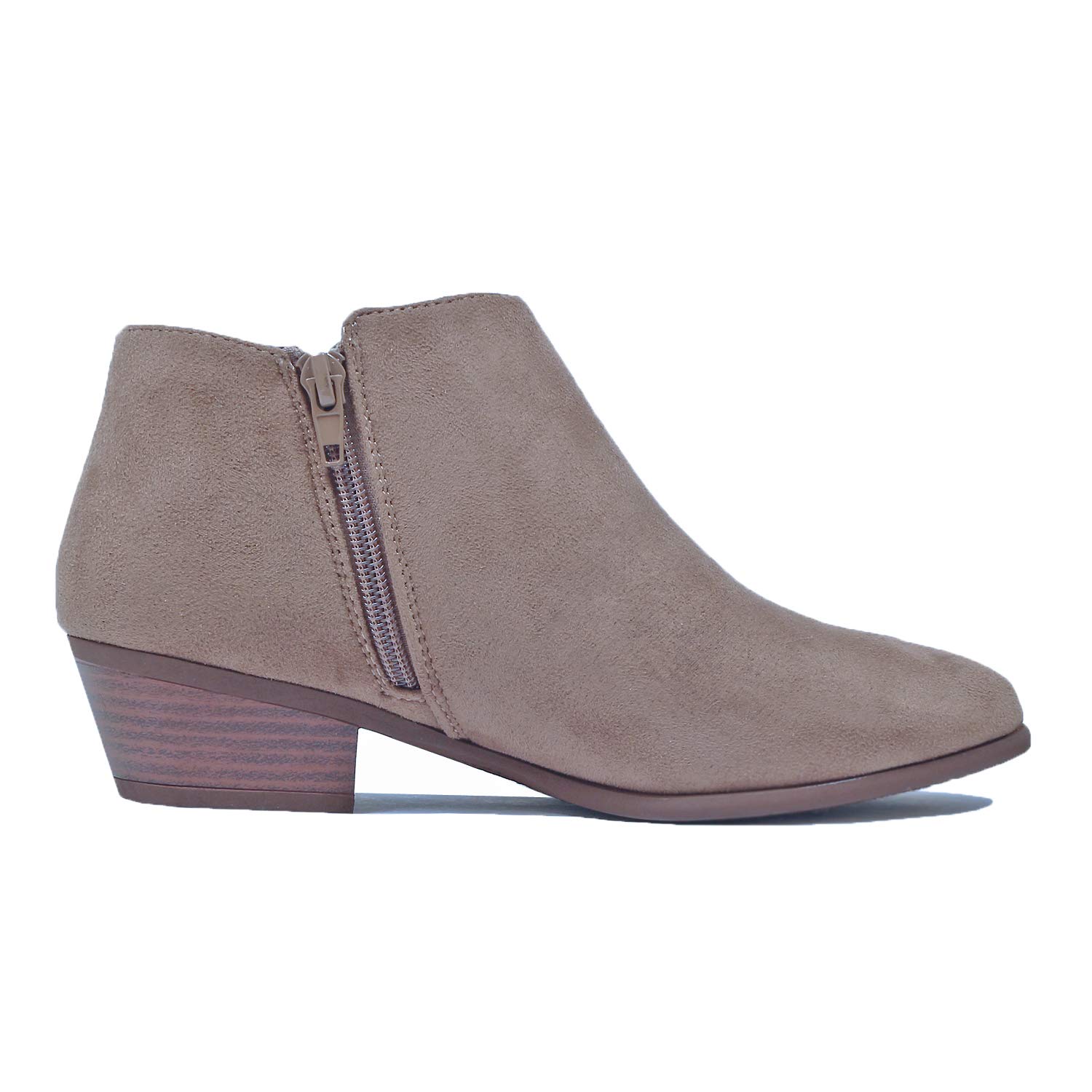 Guilty Heart - Women's Comfortable Chunky Stack Closed Toe Boots - Low Heel Ankle Bootie (8.5 M US, 01-Taupe-Suede) - Image 5
