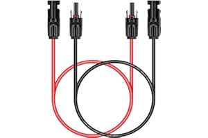 WOODGUILIN Solar Extension Cable Solar Panel Extension Cable Wire with Female and Male Connector Solar Panel Adapter,3ft 10AWG Red+Black Solar Wire for Solar Panels,RV,Boat.（1 Pairs Solar Cable）