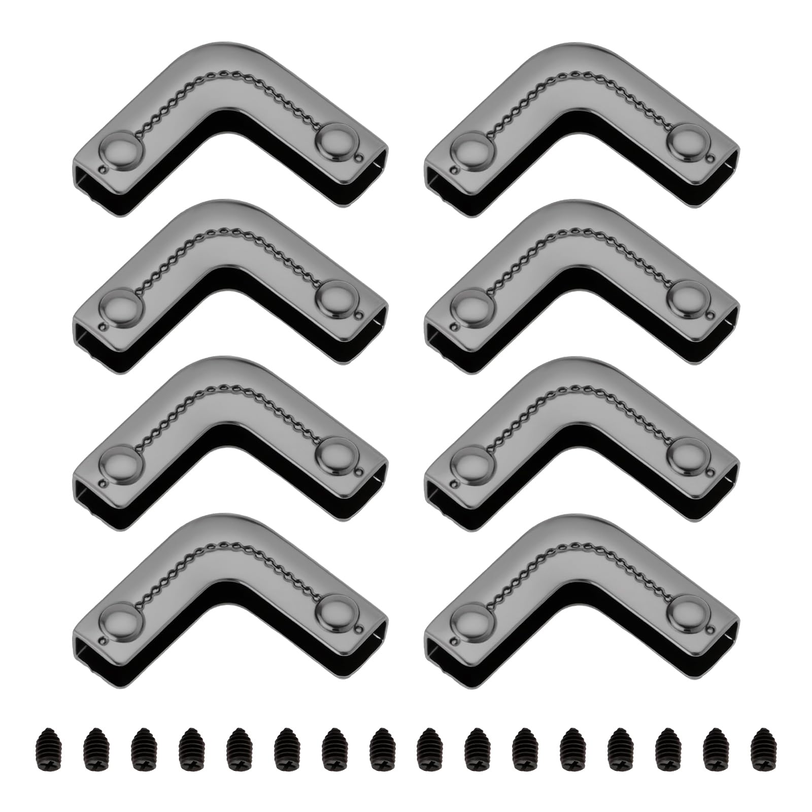 YINETTECH 8 Sets Metal Bag Corner Corners Handbag Protector Corner Decoration with Screw for Crossbody Bags Handbags Luggage Wallets 33x24x4mm Black