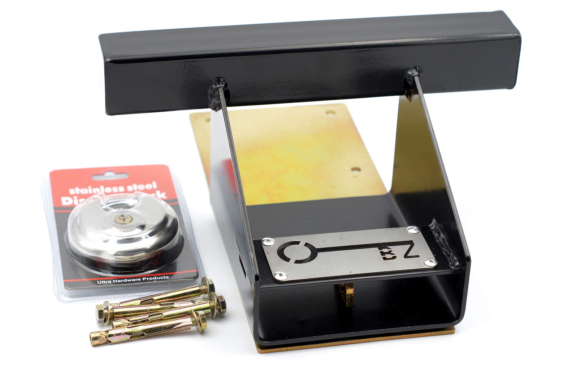 Heavy Duty Unbreakable Garage Door Defender Lock with Padlock and Fixings - Black