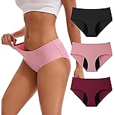 OEIOEI Women's Period Underwear Leak Proof Panties Postpartum Menstrual Briefs Heavy Flow 3 Pack