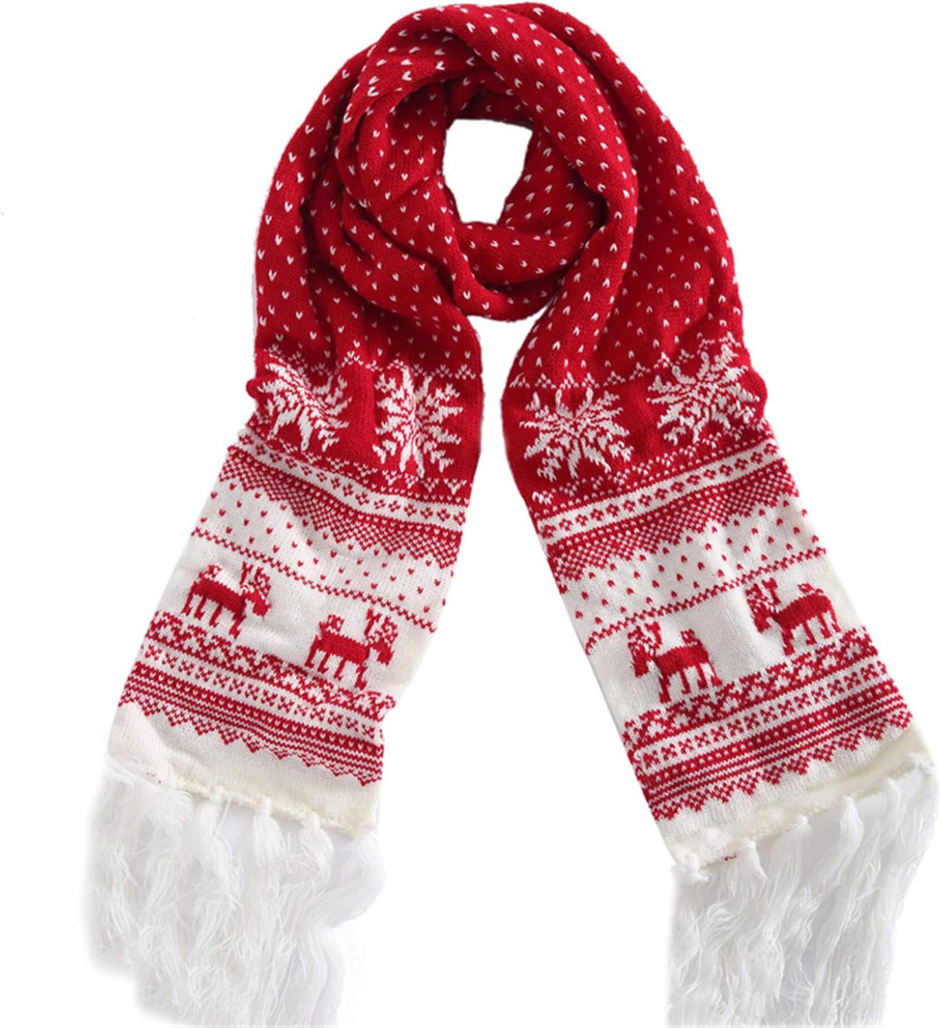 JIER Weihnachten Warmer Schal Damen Winter Langer Weihnachten Elk Print
