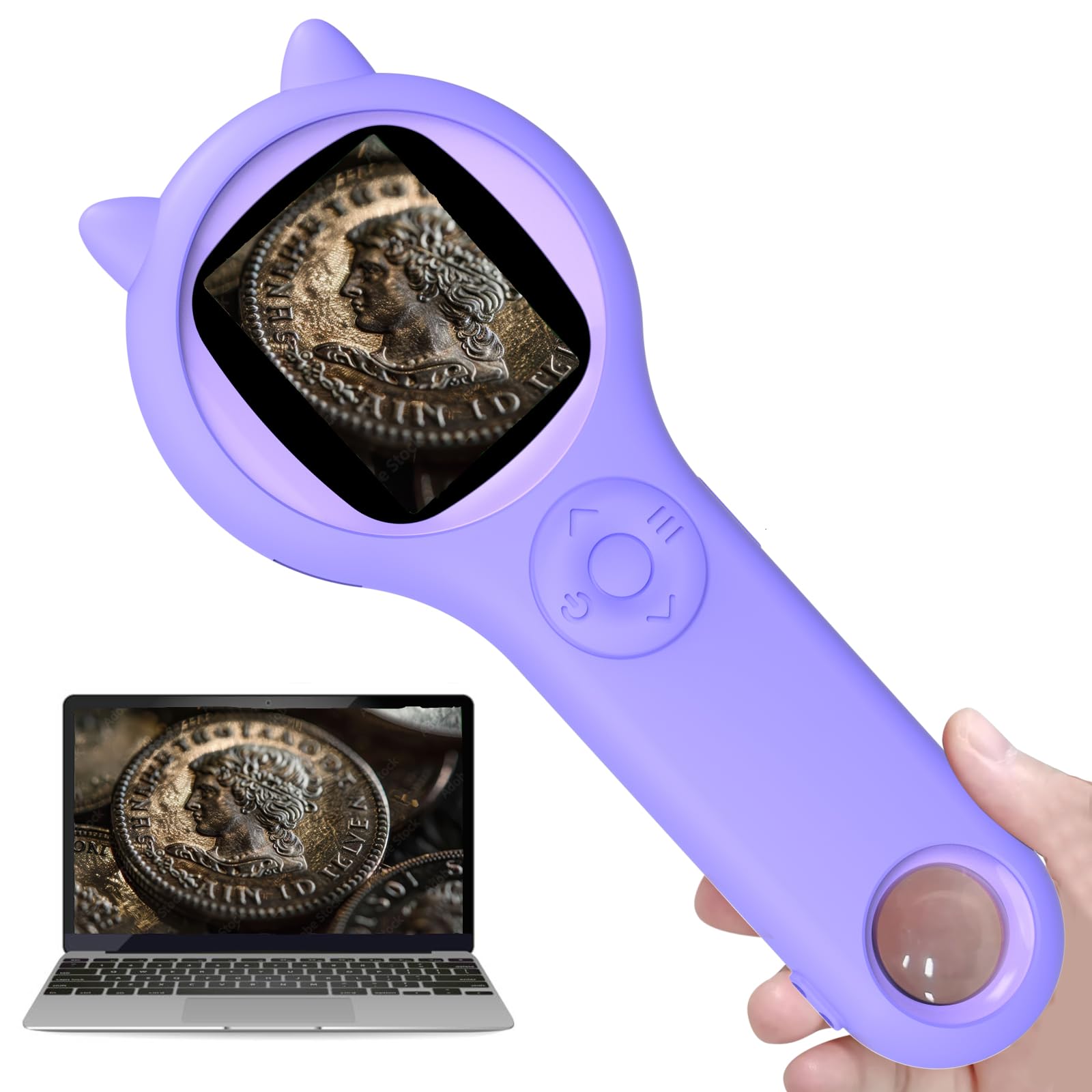 Photo 1 of Digital Microscope for Adults Kids, SETFLAGS Coin Microscope for Error Coins with Light,Portable Magnifying Glass,Collector Pocket Jewelers Loupe Handheld Coin Magnifier Microscope with 2" Screen