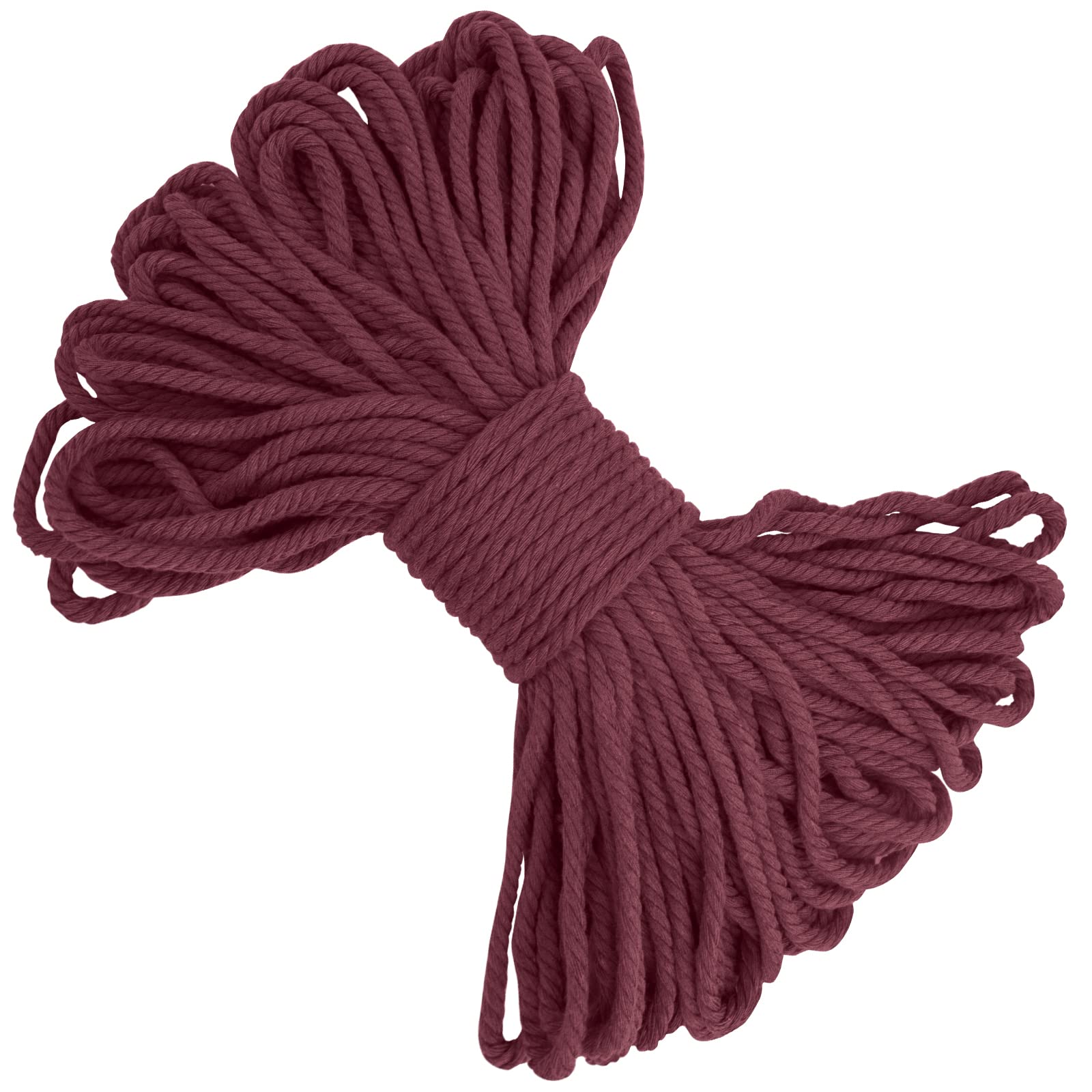 LEREATI Macrame Cord 5mm x 20m, Thick Cotton Macrame Rope Yarn, Coloured Craft String for Plant Hanger, Wall Hanging, DIY Crafts, Gift Wrapping, Home Decorations (Rust Red)