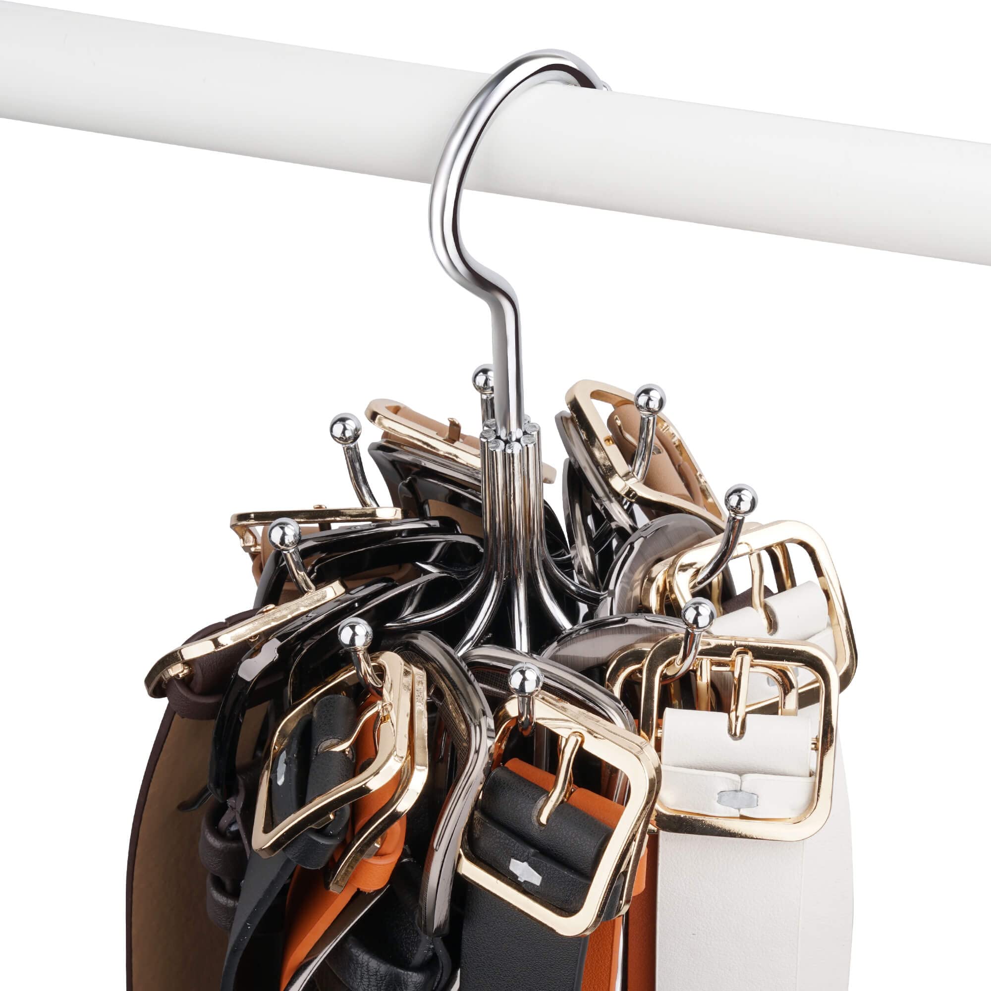 ZEDODIER Belt Hanger, Belt Organizer for Closet, Keeping Belts Visible and in Good Condition, Hanging Tie Rack Holder, Closet Organizers and Storage, Silver