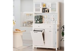 GOODONE 71" Tall Kitchen Pantry Storage Cabinet, Modern Kitchen Hutch Cabinet with Doors and Shelves, Freestanding Food Pantry with Large Storage Drawers for Dining Room (White)