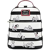 Loungefly x Disney 101 Dalmatians Striped Faux Leather Mini Backpack (One Size, Black, White, Red)