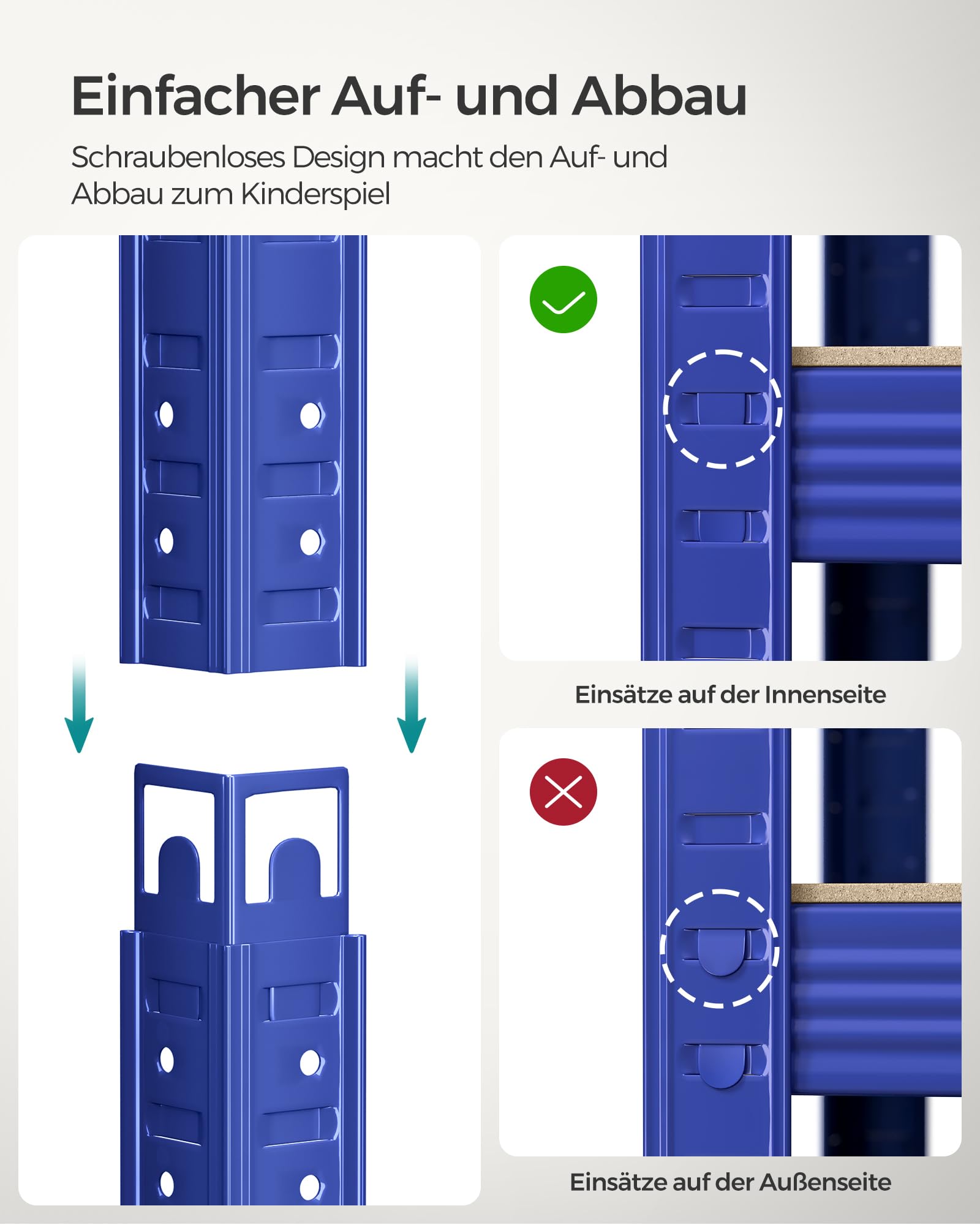 SONGMICS Schwerlastregal, 2er Set, Kellerregal, Lagerregal, 40 x 90 x 180 cm, Regal mit Stahlgestell, jeweils bis 875 kg belastbar, 5 verstellbare Ablagen, blau GLR040Q02 5