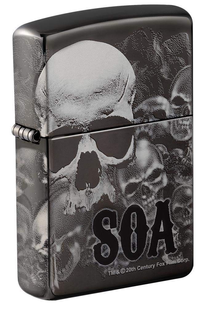 Zippo Unisex's Sons of Anarchy Skulls Pocket Lighter, Black Ice 360 Design, One size