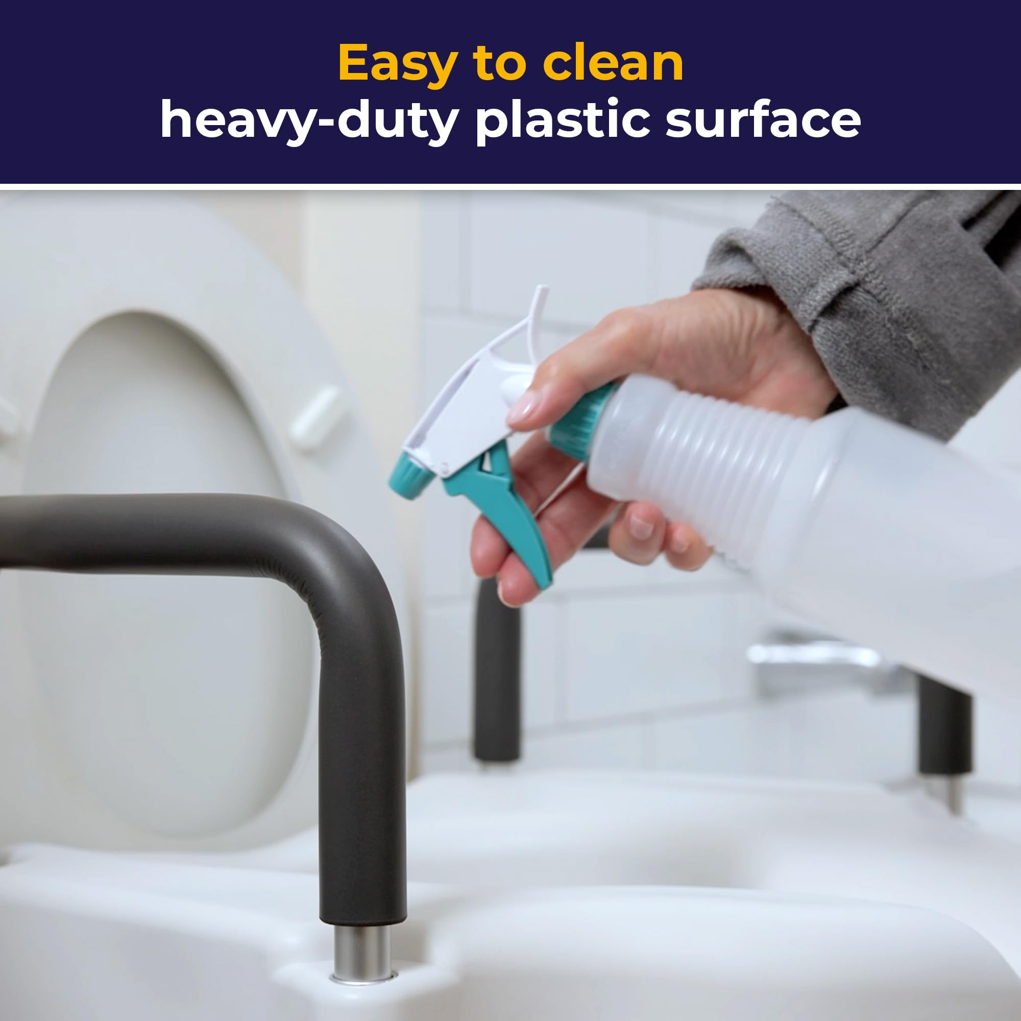 Drive Medical RTL12027RA 2-in-1 Raised Toilet Seat with Removable Padded Arms, Standard Seat