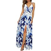 Newshows Women's 2026 Lightweight Summer Wedding Guest Beach Vacation Casual V Neck Split Flowy Maxi Dress