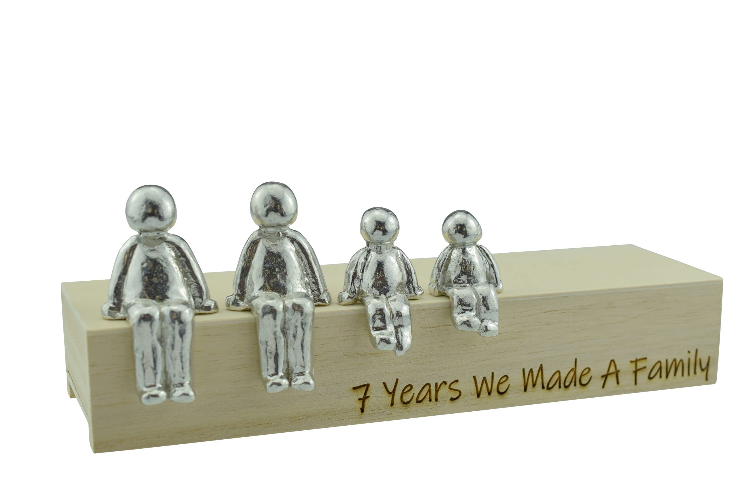 Pirantin 7th Anniversary Idea - 7 Years We Made A Family Metal Ornament - Choose Your Family Combination Box & Woodgrain May Vary(2 Children)